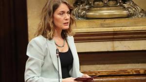 La presidenta del grupo de los Comuns, Jéssica Albiach, durante la sesión de control al president.