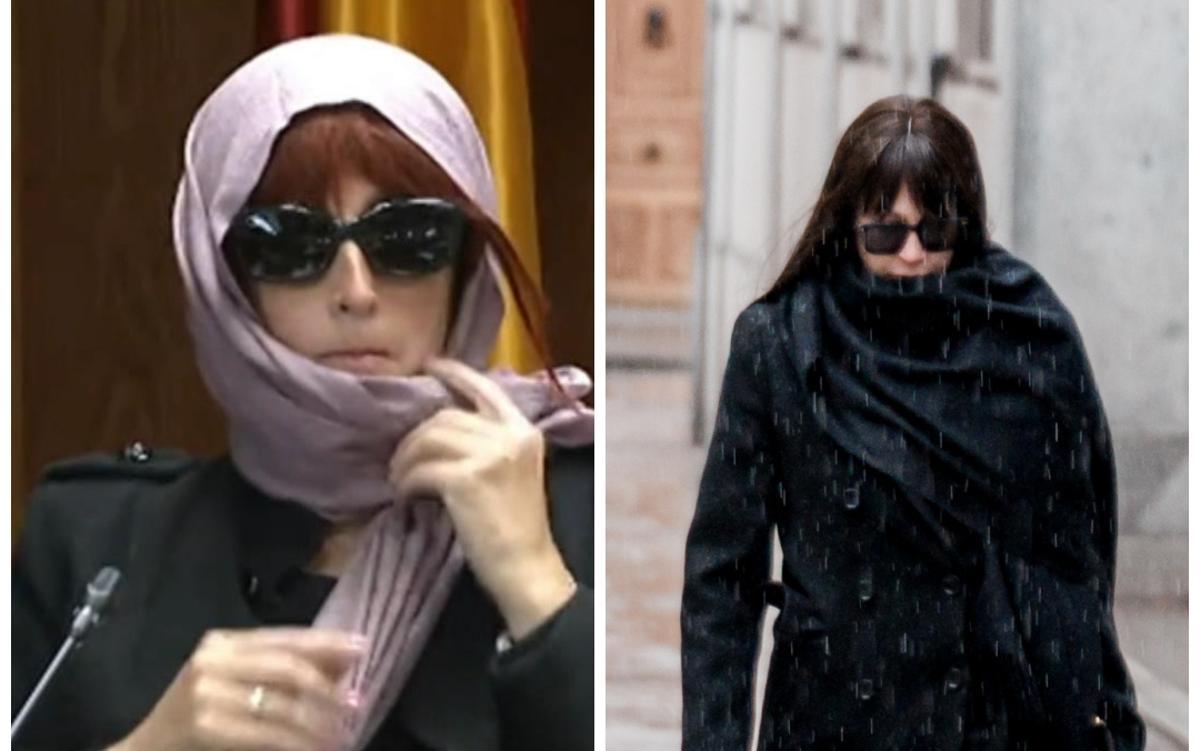 Patricia Uriz, ex mujer de Koldo García, en su comparecencia en la comisión de investigación en el Senado (izq.) y Jessica Rodríguez, ex pareja de José Luis Ábalos, a su llegada al Tribunal Supremo.