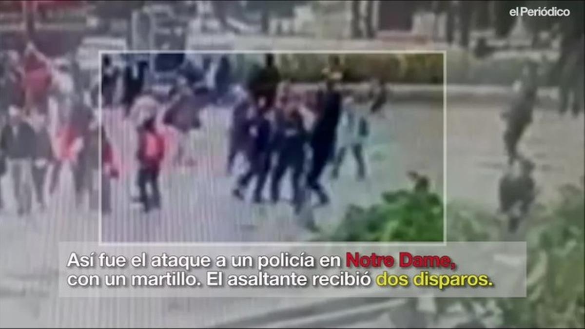 Així va ser l’atac a un policia davant Notre-Dame, a París.
